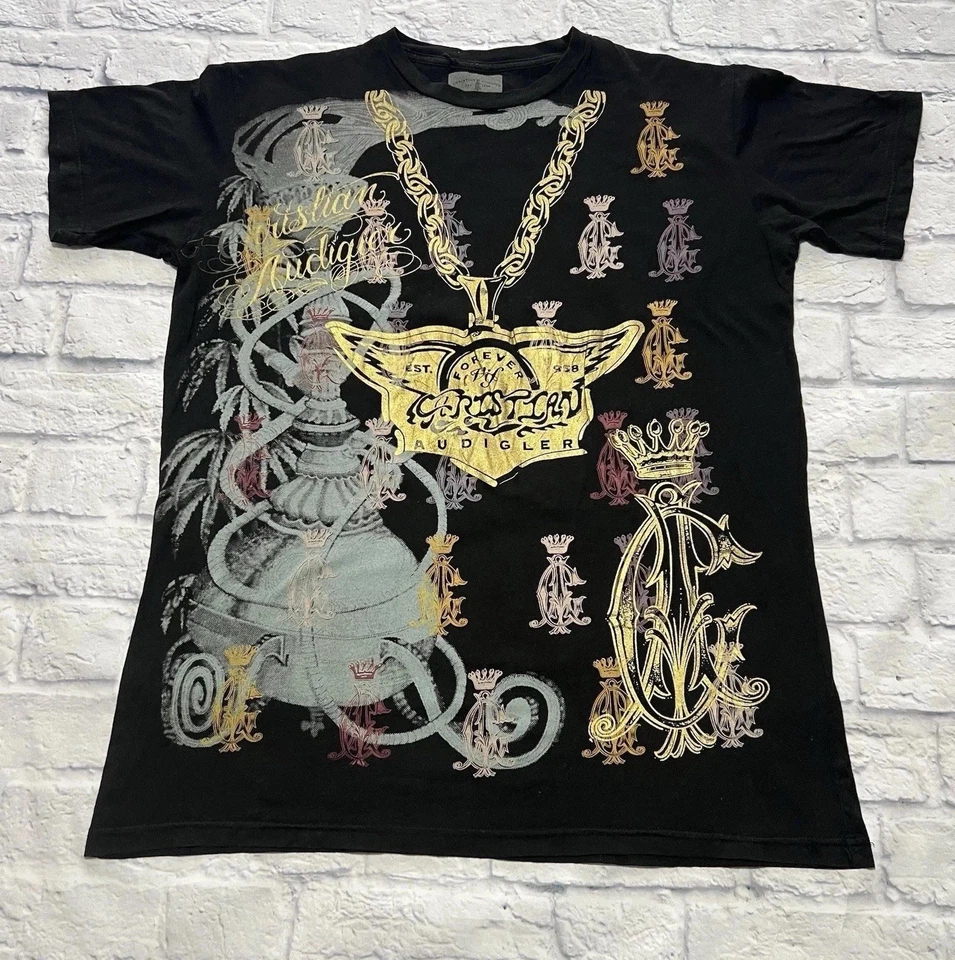 Camisa para hombre Christian Audigier grande All You Need Is Love Skulls *LEER DESCRIPCIÓN Foto 1 de 4