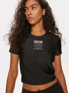 Versace Jeans Couture Black Logo Cropped T-Shirt – Iconic Street Luxe- - Picture 1 of 5