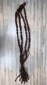 "Colgador de plantas de macramé marrón 51"" tejido a mano boho colgante de colección años 70" - Imagen 1 de 3