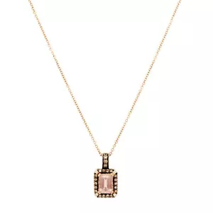 Le Vian Peach Morganite Rectangle Pendant - 14k Rose Gold Necklace - 18" - Picture 1 of 6