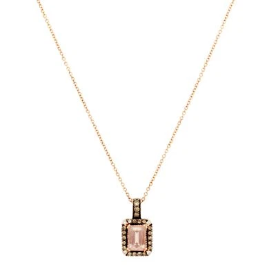 Colgante rectangular de morganita melocotón Le Vian - Collar de oro rosa de 14 k - 18" Foto 1 de 4