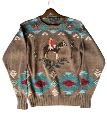 Polo Country Ralph Lauren Handknitted Southwest Horse Riders Sweater Large - Image 1 of 4