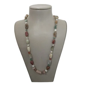 Collar de piedra multicolor vintage para mujer con cierre de barril 37" L - Imagen 1 de 4