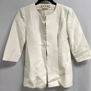 MARNI $785 White Thee Quarter Sleeve Blazer Jacket with Hook Scoop Neck Size 40 - Picture 1 of 16