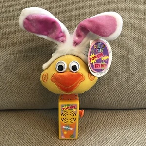 DanDee Yellow Duck Plush Pop Up Toy White Easter Bunny Rabbit Ears Boing Sound - Picture 1 of 12