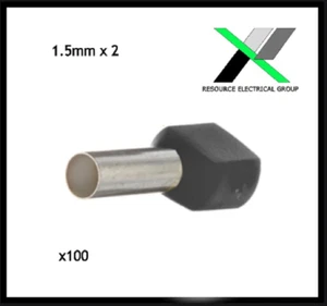 Cable Ferrules TWIN 1.5mm2 x 100 pack, Bootlace, Pin Crimps, Wire Sleeves - Picture 1 of 4