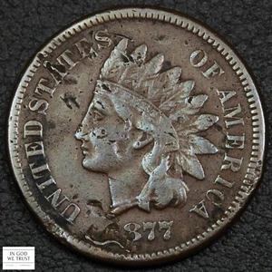 1877 Indian Head Copper Cent 1C - Damage - Picture 1 of 3