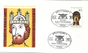 1977 FDC-ENVELOPPE PREMIER JOUR-STAUFER-JAHR -STUGGART ALLEMAGNE-40 - Picture 1 of 1