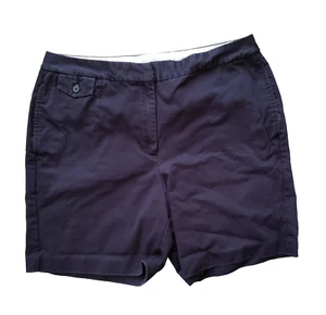 Land's End High Rise Bermuda Chino Shorts Women's 12 Midnight Blue Cotton - Picture 1 of 7