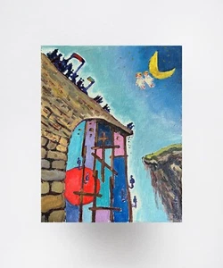 Vintage Oil painting Go Forward Ukrainian painter Canvas Framed original art - Picture 1 of 11