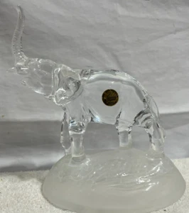 Elephant Trunk Up  Argues Lead Crystal Figurine  France 6 3/8 " high Vtg - Picture 1 of 3