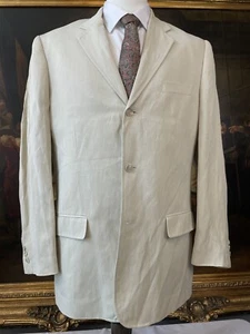 Tasso Elba SZ L 42L Beige Poly Soft Touch Surgeon's Cuffs 2Btn Blazer Jacket - Picture 1 of 11