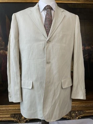 Tasso Elba SZ L 42L Beige Poly Soft Touch Surgeon's Cuffs 2Btn Blazer Jacket - Image 1 of 4