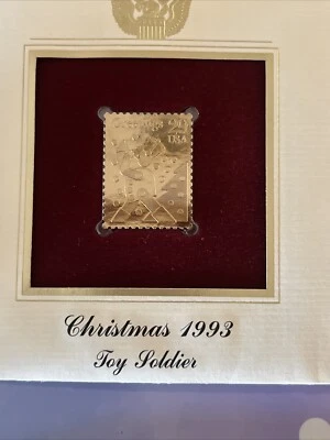 Christmas 1993 Toy Soldier First Day Issue Postage Stamp 22K Gold Replica - Image 1 of 4