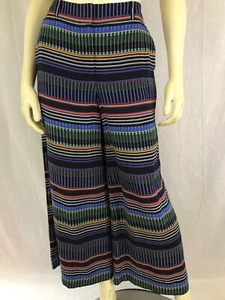 Ann Taylor Loft Pants 4 Rayon Wide Leg Cropped Zip Front Pockets Multicolor - Picture 1 of 11