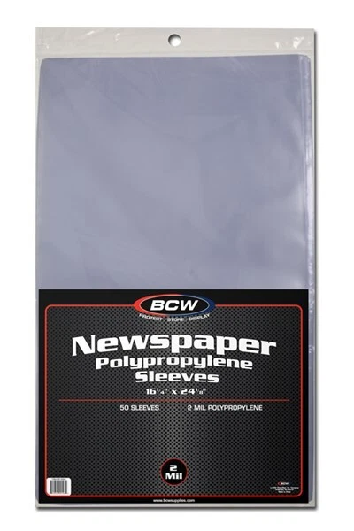 Case of 500 BCW 16 X 24 Newspaper Acid Poly Sleeves 16x24