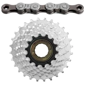 Freewheel and Chain - 5/6/7 Speed Compatible | SunRace Gears with KMC Chain - Picture 1 of 1