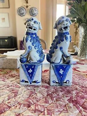 中国古董蓝色/白色陶瓷邪恶狗瓷器与陶器  — 第 1/2 张图片