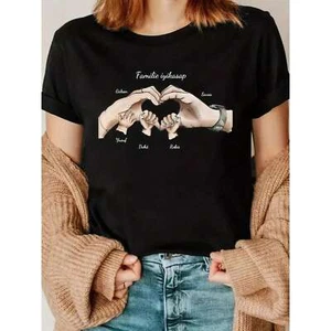 women's heart-shaped printed casual spring and summer T-shirt, - Picture 1 of 13