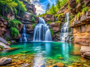 WATERFALLS DIGITAL IMAGE Postcard Wallpaper Background Desktop Digital - Picture 1 of 1