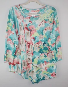 ALFRED DUNNER Women's Multi 3/4 Sleeve Pullover Top Sz M Stretch Sparkly Dots - Picture 1 of 12