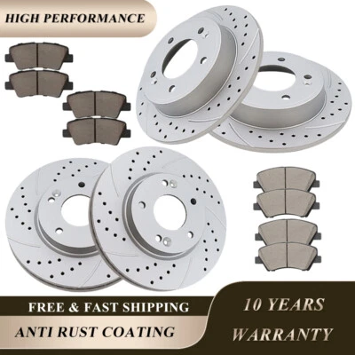 Front Rear Drilled Rotors Brake Pads Kit for 2014-2016 Hyundai Elantra Veloster - Image 1 of 4