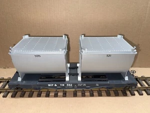 LGB 4086 WHITE PASS & YUKON FLAT CAR WITH ORE CONTAINERS - G SCALE - Picture 1 of 24