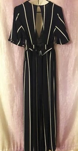Women's Loose Romper V-Neck Short Sleeve Striped Short Pant Jumpsuits Sz M - Picture 1 of 12