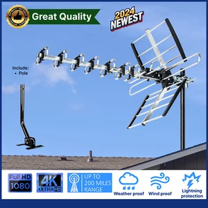 2025 4K Outdoor Digital TV Antenna VHF UHF 200 Mile Mounting Hardware Included - Picture 1 of 8