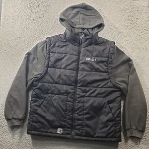 Chaqueta para hombre And1 grande negra gris acolchada con capucha cremallera completa aislante elástica - Imagen 1 de 15