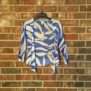 Nic + Zoe Blue / White Open Front 4 Way Wrap Size XS or S Sweater NWT $158 - Picture 1 of 4