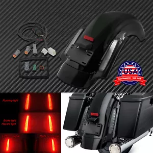 Rear Fender w/LED Turn Signal Brake Light Clear Lens Fit For Electra Glide 09-13 - Picture 1 of 11