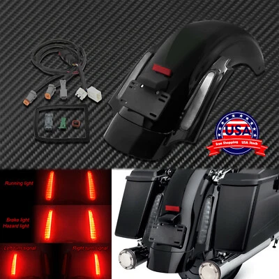 Rear Fender w/LED Turn Signal Brake Light Clear Lens Fit For Electra Glide 09-13 - Imagen 1 de 4
