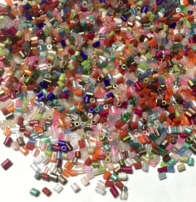 3000+ Multicolour 2mm-3mm Tiny Mini Tube Tubular Glass Seed Beads - Image 1 of 3