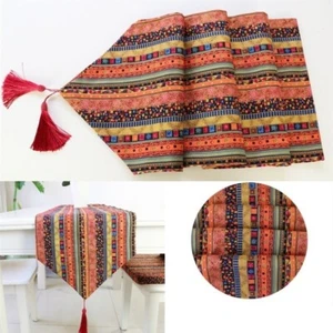 Cotton Linen Ethnic Stripe Table Runner Table Cover Dresser Kitchen Dining - Picture 1 of 15