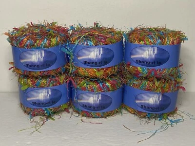 SIX Skeins Rainbow Shangri-La NEON 100% Nylon Eyelash Fiber 300g Knitting Italy - Image 1 of 4