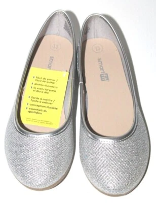 SmartFit Girls' Shimmer Glittery Chelsea Gold Red Silver Ballet Flat Dress Shoes - Image 1 of 4