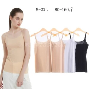 Women Silk Camisole Tops Seamless tank Tops Satin Cami Shirts Sleeveless Blouses - Picture 1 of 16