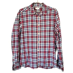 COS | Baumwolle Button Down Karo Flanell Langarm Hemd Rot Blau Größe L - Bild 1 von 6