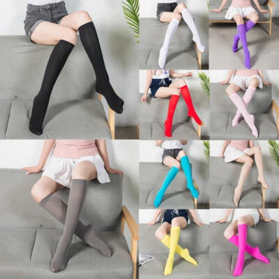Damen Mädchen Lange Socken Samt Kniestrümpfe Strümpfe Strumpfhose Strumpfband  ↴ - Bild 1 von 4
