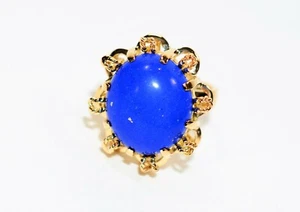 Natural Lapis Lazuli Ring 14K Solid Gold Gemstone Ring Blue Ring Birthstone Ring - Picture 1 of 12