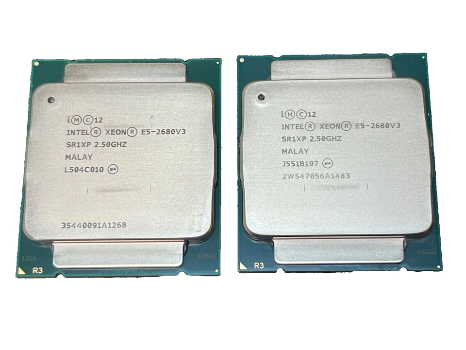 "Pair" INTEL XEON E5-2680V3 SR1XP 2.50GHZ 30M 12 CORES 9.6 GT/s 120W PROCESSOR - Image 1 of 1