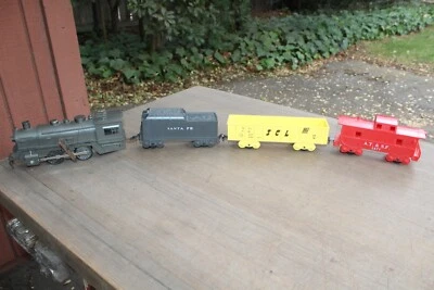 Marx Trains Santa Fe Gray Steamer & Tender & Gondola Caboose Windup Set JB - Image 1 of 4
