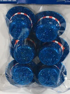 2" RED WHITE BLUE GLITTER PATRIOTIC JULY 4TH UNCLE SAM HATS 6 PACK FREE SHIP - Picture 1 of 2