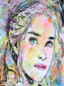 ACEO ATC - Game Of Thrones: DAENERYS TARGERYEN Abstract Art - Picture 1 of 1