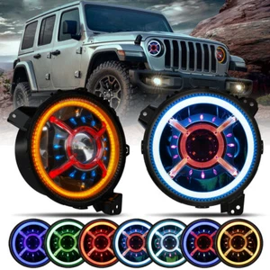 Faro LED RGB de 9 pulgadas lámpara DRL para Jeep Wrangler JL JLU Gladiator JT 2018-24 - Imagen 1 de 24