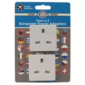 UK TO EU TRAVEL ADAPTERS TO FIT EUROPEAN PLUG MAX 10 AMP 240V HOLIDAY - 2 PACK - Picture 1 of 1
