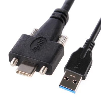 USB 3.1 Type-C Dual Screw Panel Mount Locking to Standard USB 3.0 Data Cable 1m - Image 1 of 4