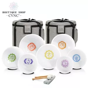 CVNC 432Hz Chakra 7-12" 7pz Set Ciotole da Canto Cristallo Suono Guarigione Bagno Reiki - Foto 1 di 13