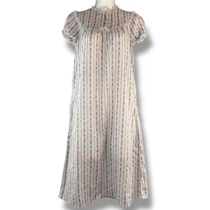 Langz of Salzburg Vintage Striped Long Floral Night Gown Lettuce Hem Size XS/S - Picture 1 of 8